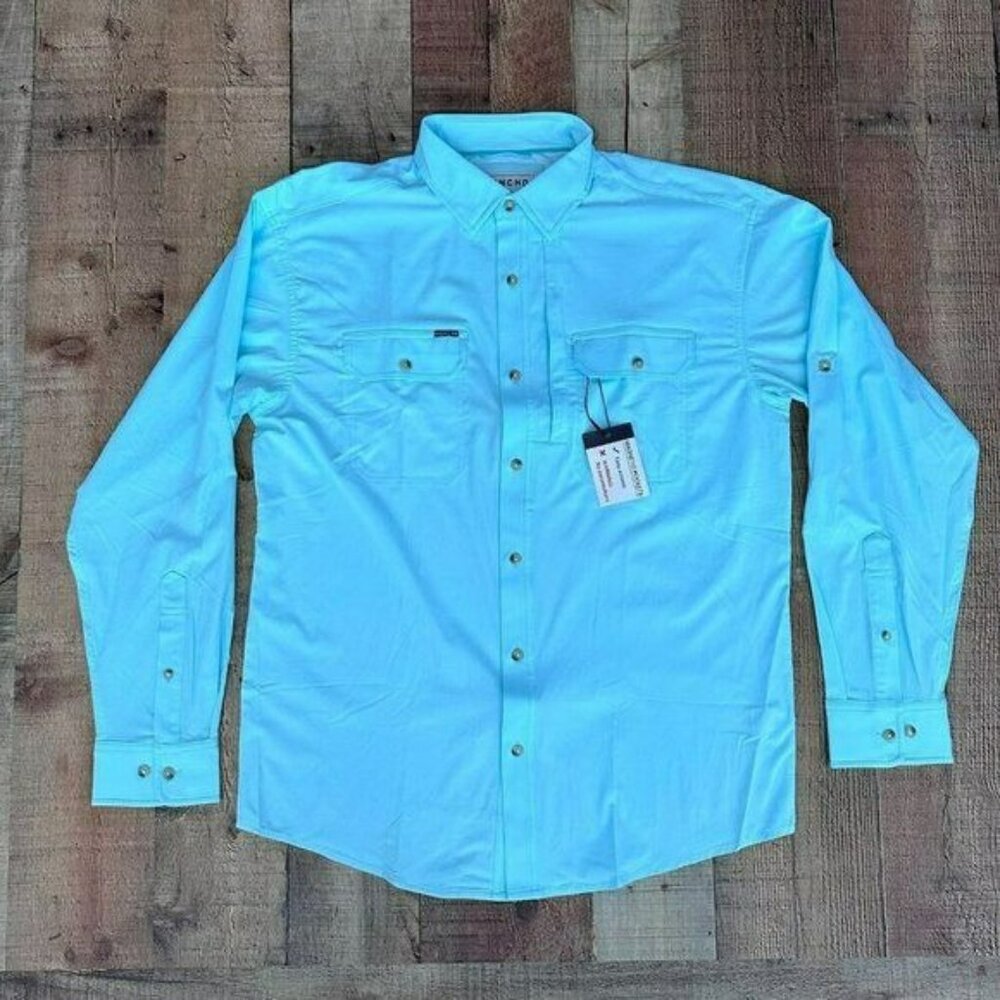 Poncho Casual Long-Sleeve Button-Down Shirt in Light Blue